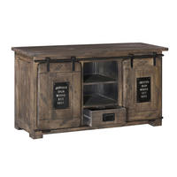 SIDEBOARD Mango 128x45x70 grau lackiert RAILWAY #202 - Grau, Holz (128/70/45cm) - Massivmoebel24