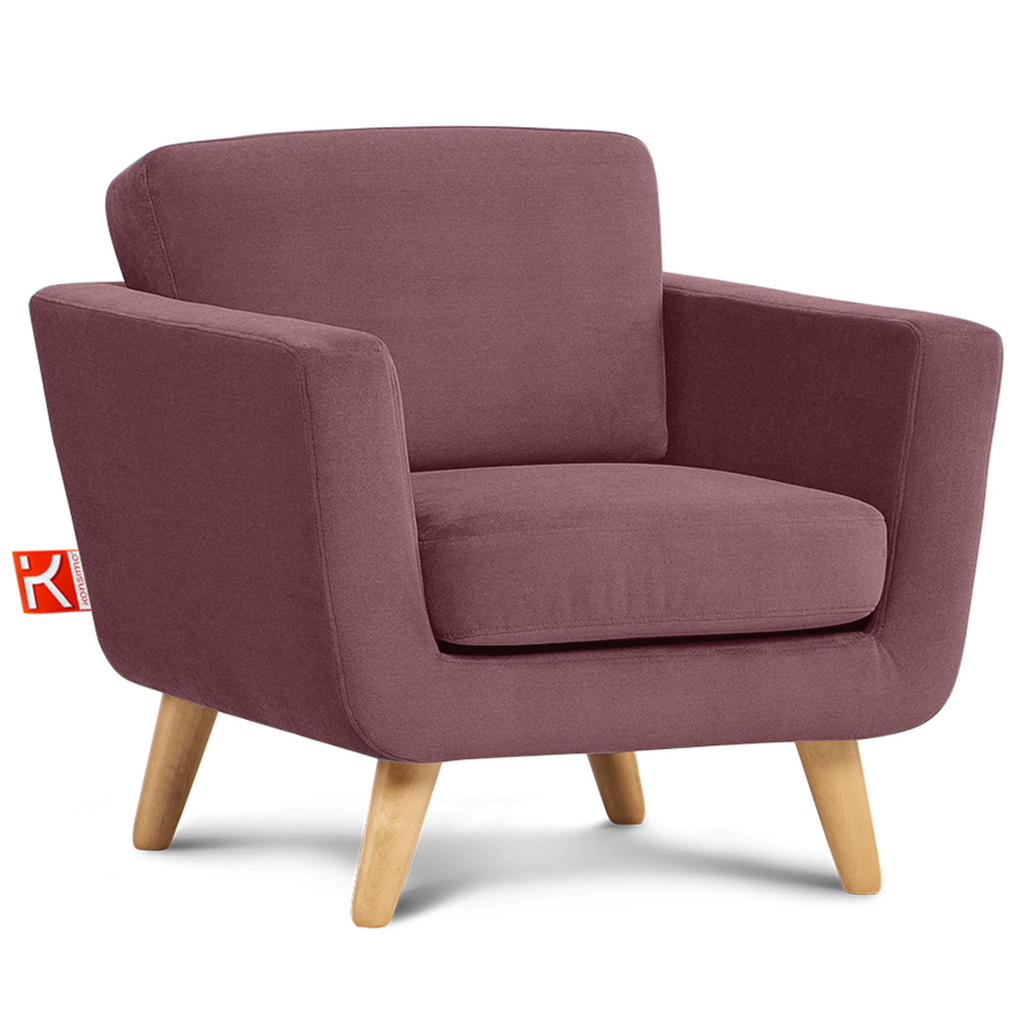 SESSEL TAGIO Massivholz-Beine, rosa - Koralle/Braun, Buchenholz/Textil (86/80/88cm) - KONSIMO®