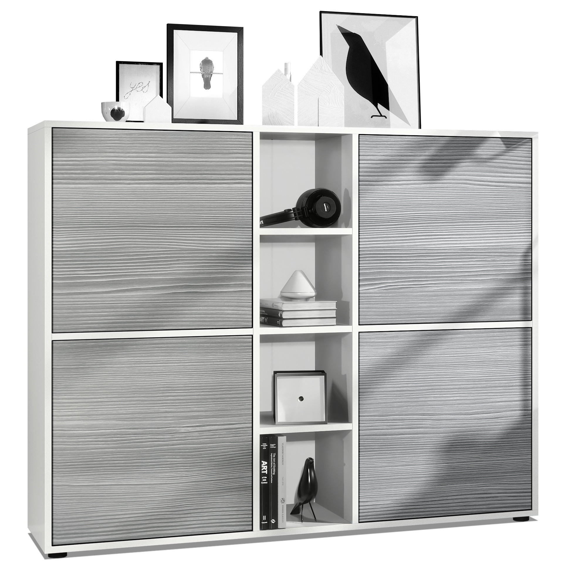 HIGHBOARD Cuba Türen in Avola-Anthrazit - Anthrazit, Holzwerkstoff (130.5/105.5/35.5cm) - Vladon