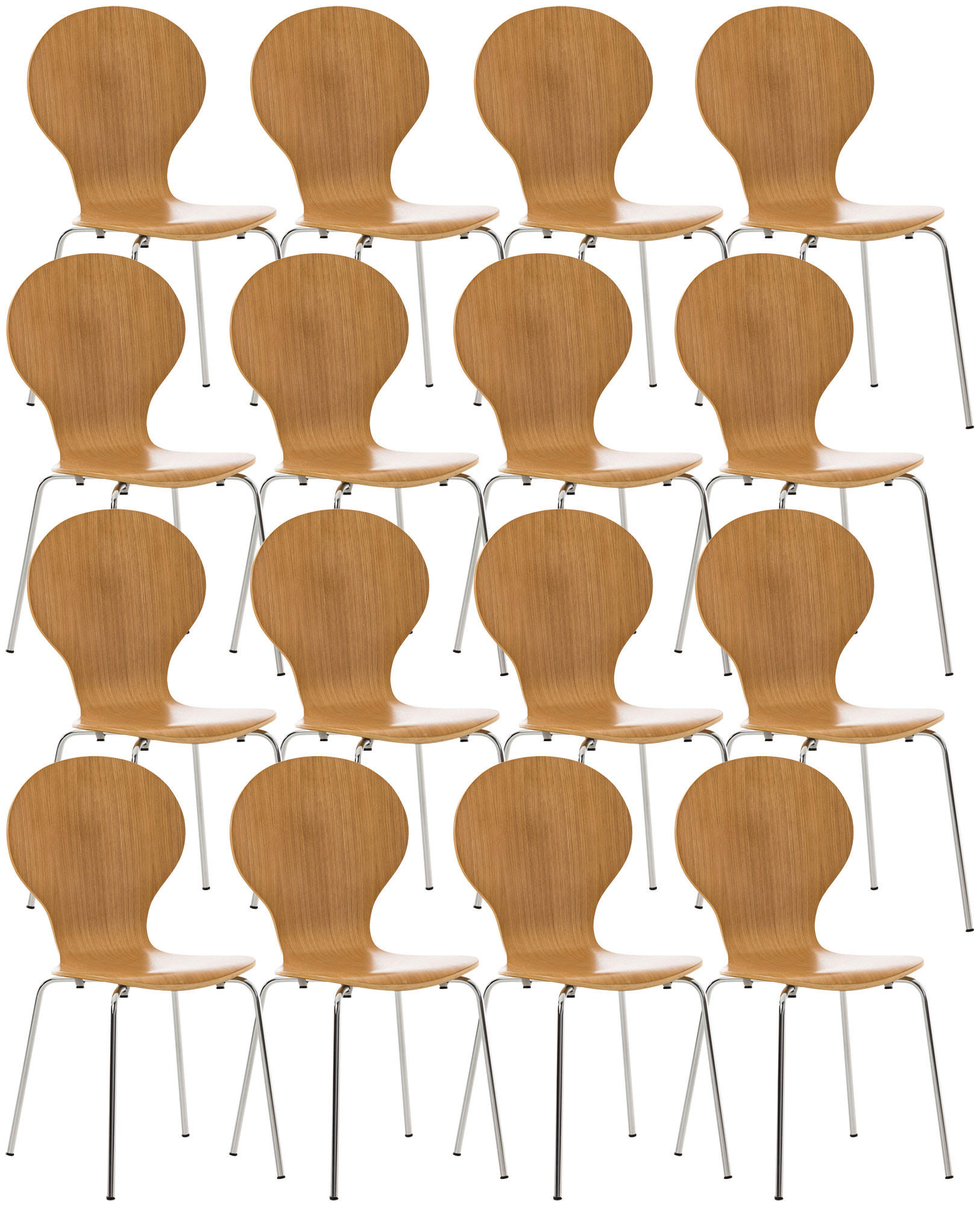 BESUCHERSTUHL 16er Set Holz eiche - Eichefarben, Holz (43/86/45cm) - CLP