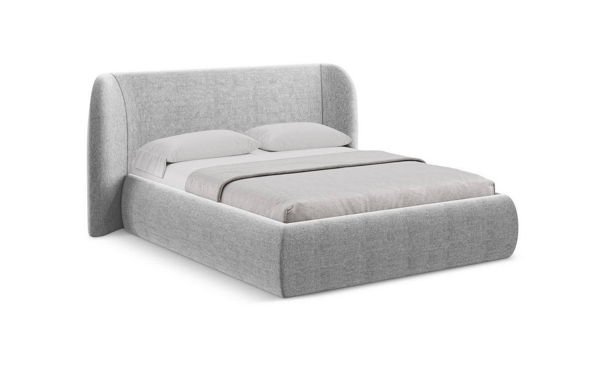 POLSTERBETT mit Bettkasten und Lattenrost 210x215 Grau - Hellgrau/Schwarz, Kunststoff/Textil (160/200cm) - Makamii