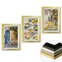 WANDBILDER 3er Set - 20x30 cm Goldrahmen - Zitronenlimonade blaue Tür - Goldfarben, Kunststoff (20/30cm) - ArtPrintCave