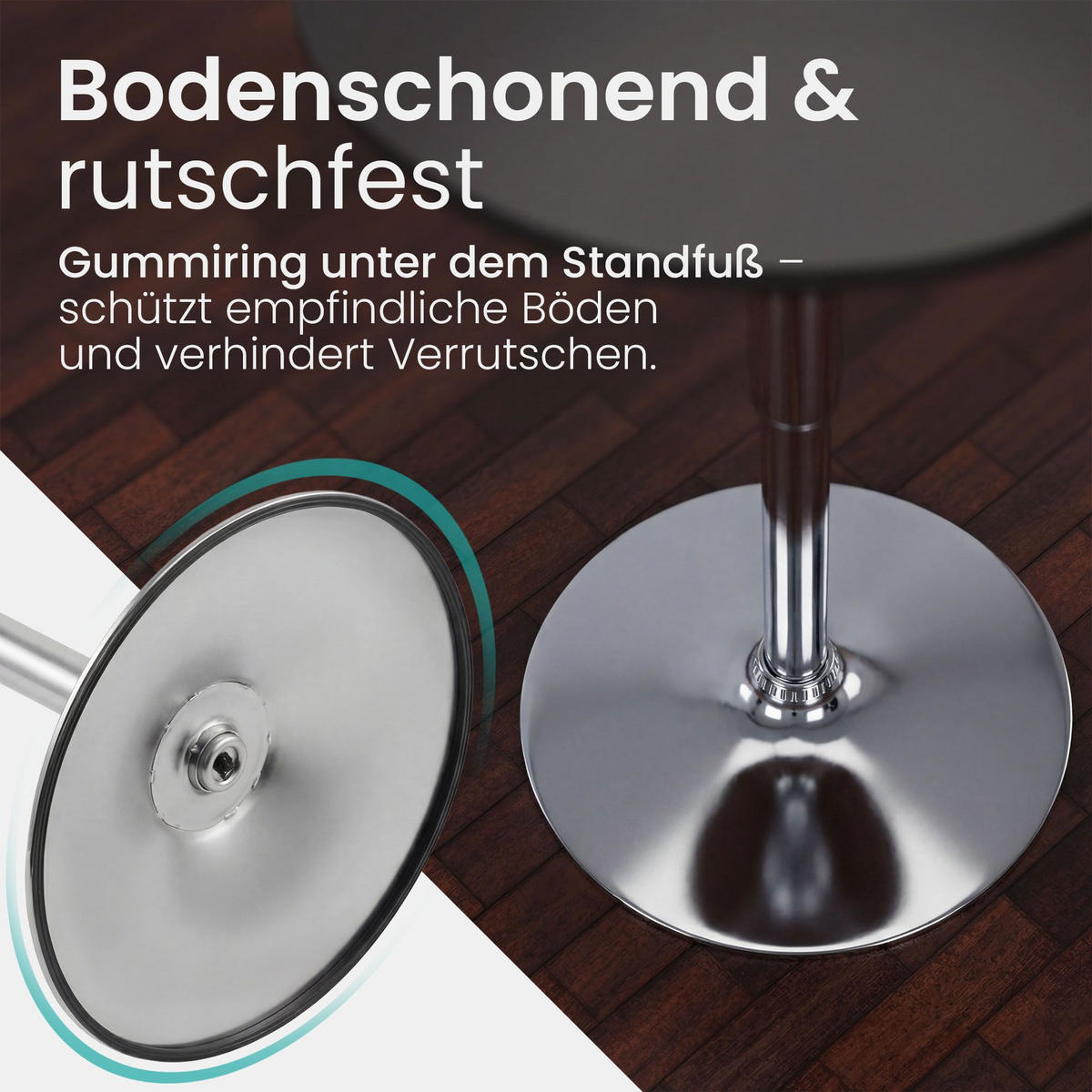 STEHTISCH rund 60 cm Holz schwarz - Chromfarben/Schwarz, Holz/Metall (60/60/85cm) - CLP