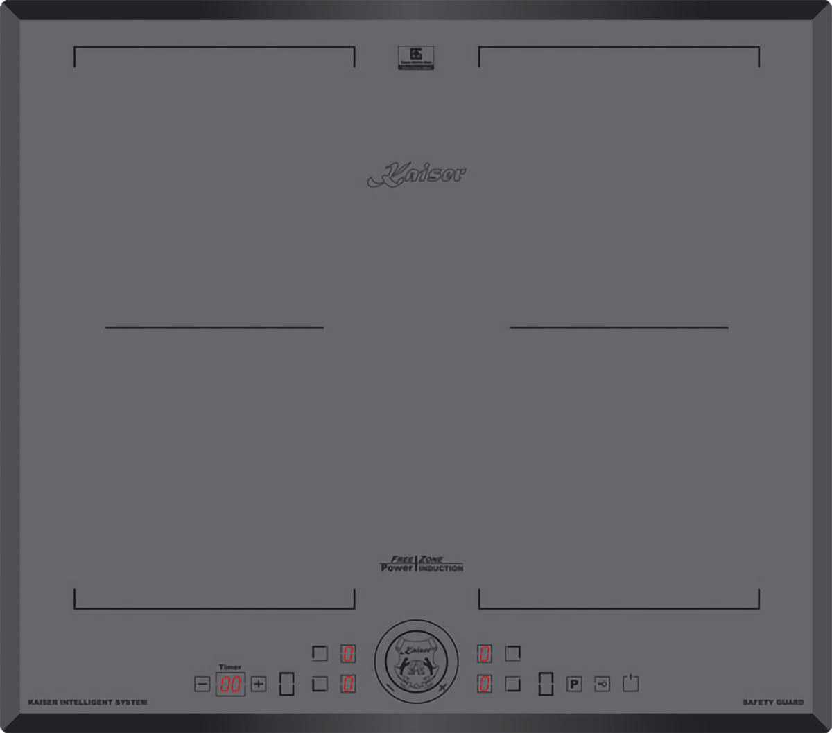 BACKOFEN-SET Elektro Einbau Backofen 60 cm EH 6355 Em Sil+KCT 6730 FIG Induktion Kochfeld 60 cm - Schwarz, Metall (59.4/59.4/56.6cm) - Kaiser Küchengeräte