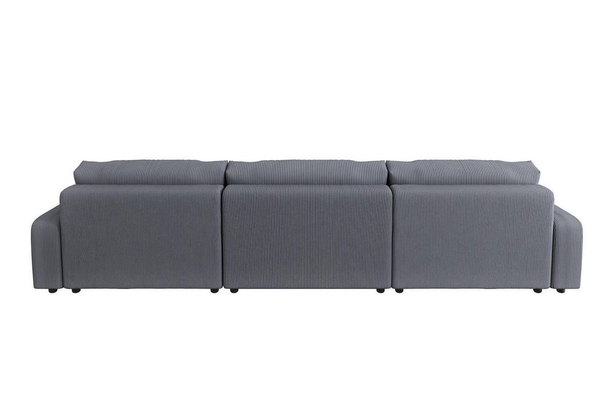 WOHNLANDSCHAFT Emma Grau Cord - Schwarz/Grau, Holz/Kunststoff (332/170cm) - S-Style Möbel