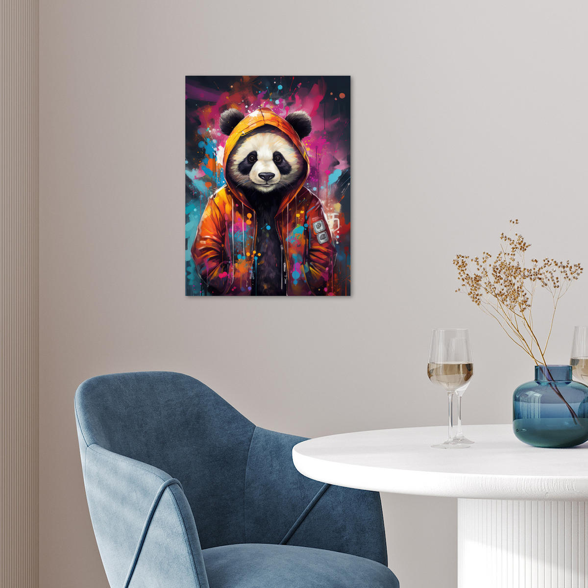 POSTER Panda - Jacke - Graffiti - Orange 30x40 cm - Orange, Papier (30/40/0.1cm) - MuchoWow