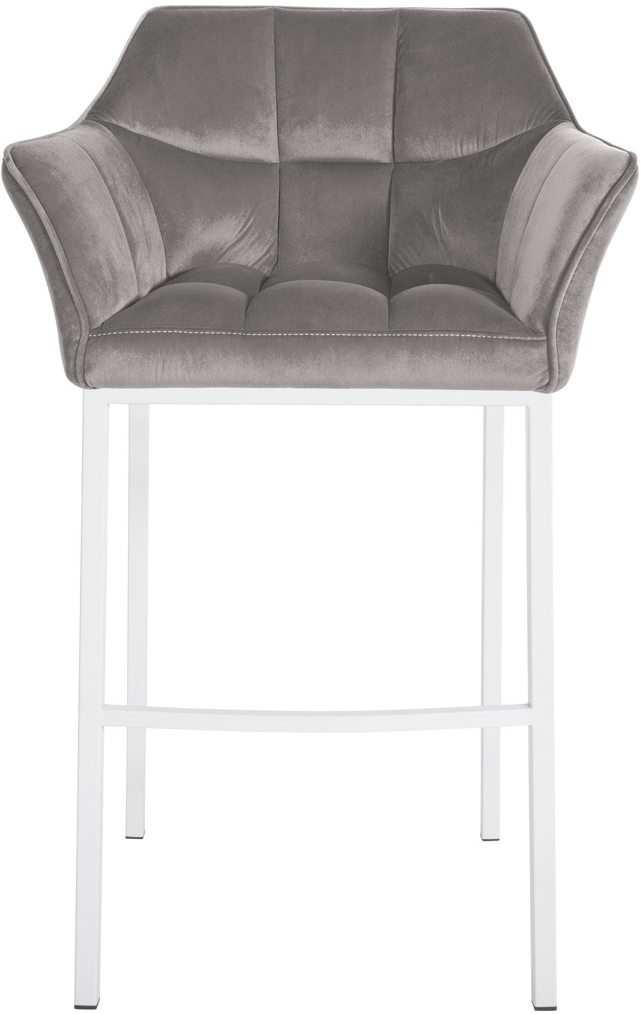 BARHOCKER 2er Set Samt Grau - Weiß/Grau, Textil (64/110/48cm) - CLP