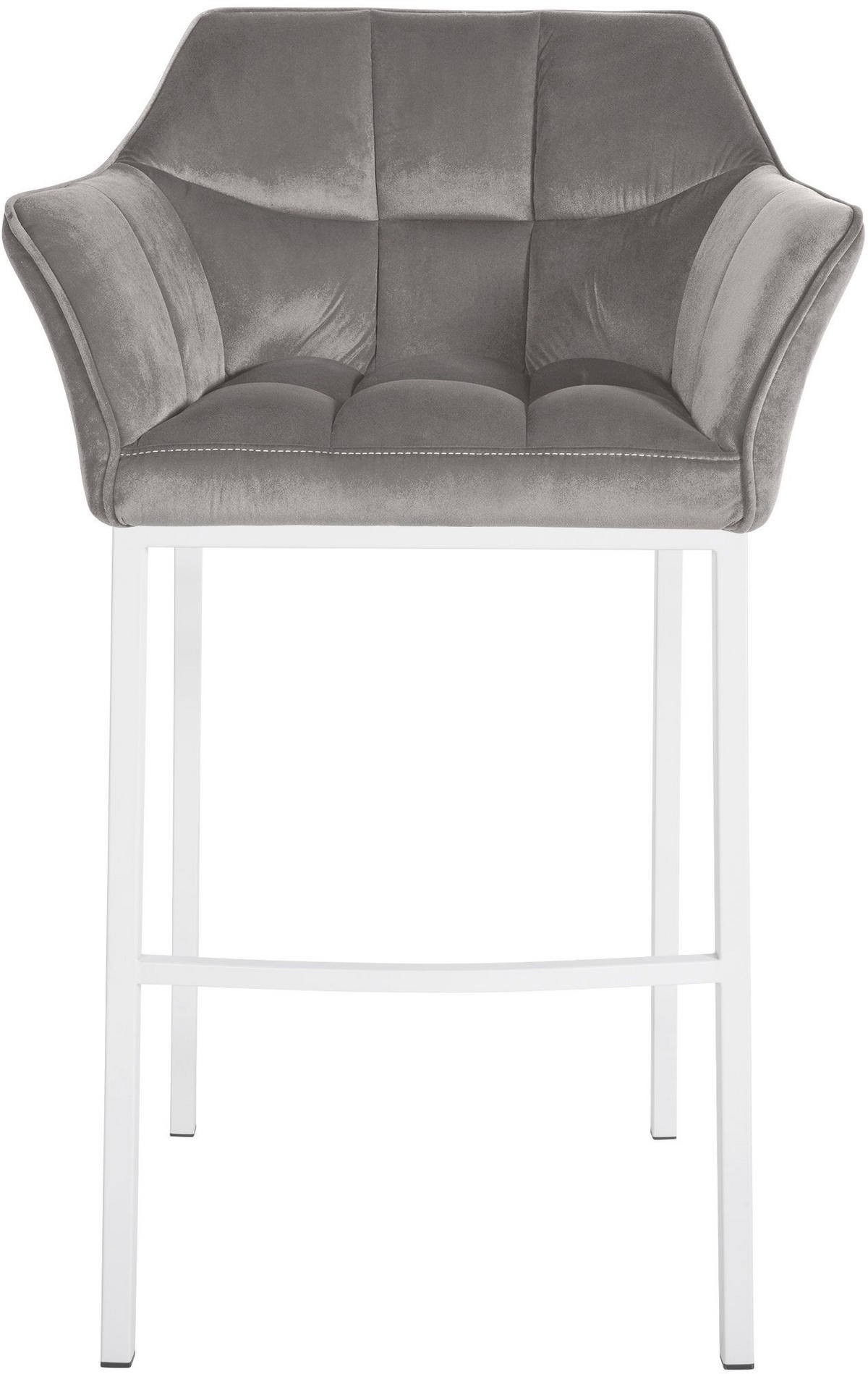 BARHOCKER 2er Set Samt Grau - Weiß/Grau, Textil (64/110/48cm) - CLP