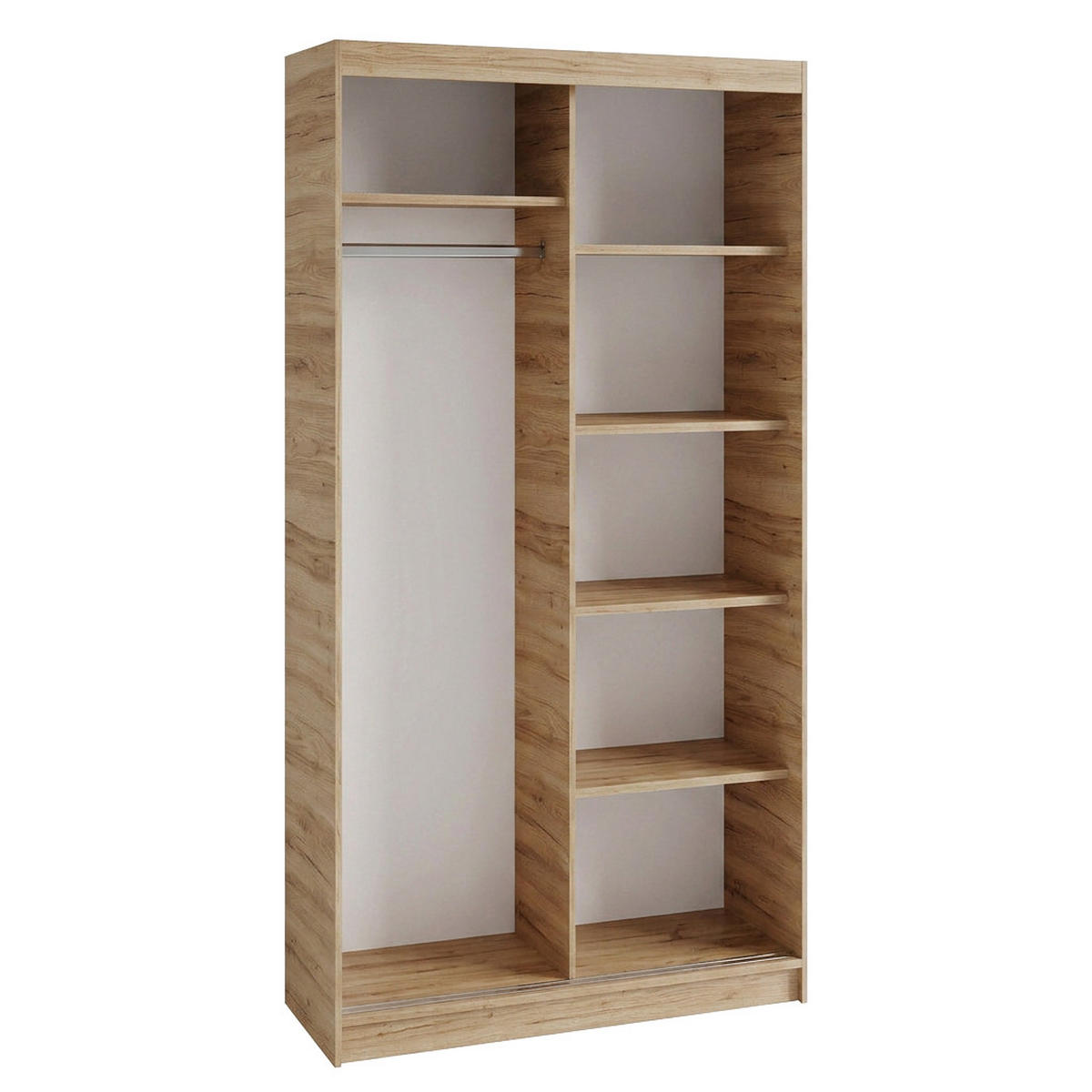SCHWEBETÜRENSCHRANK Donatello 100/205/60 2-türig eiche Artisan/schwarz mit Spiegel - Schwarz/Eiche Artisan, Holzwerkstoff (100/205/60cm) - Beautysofa