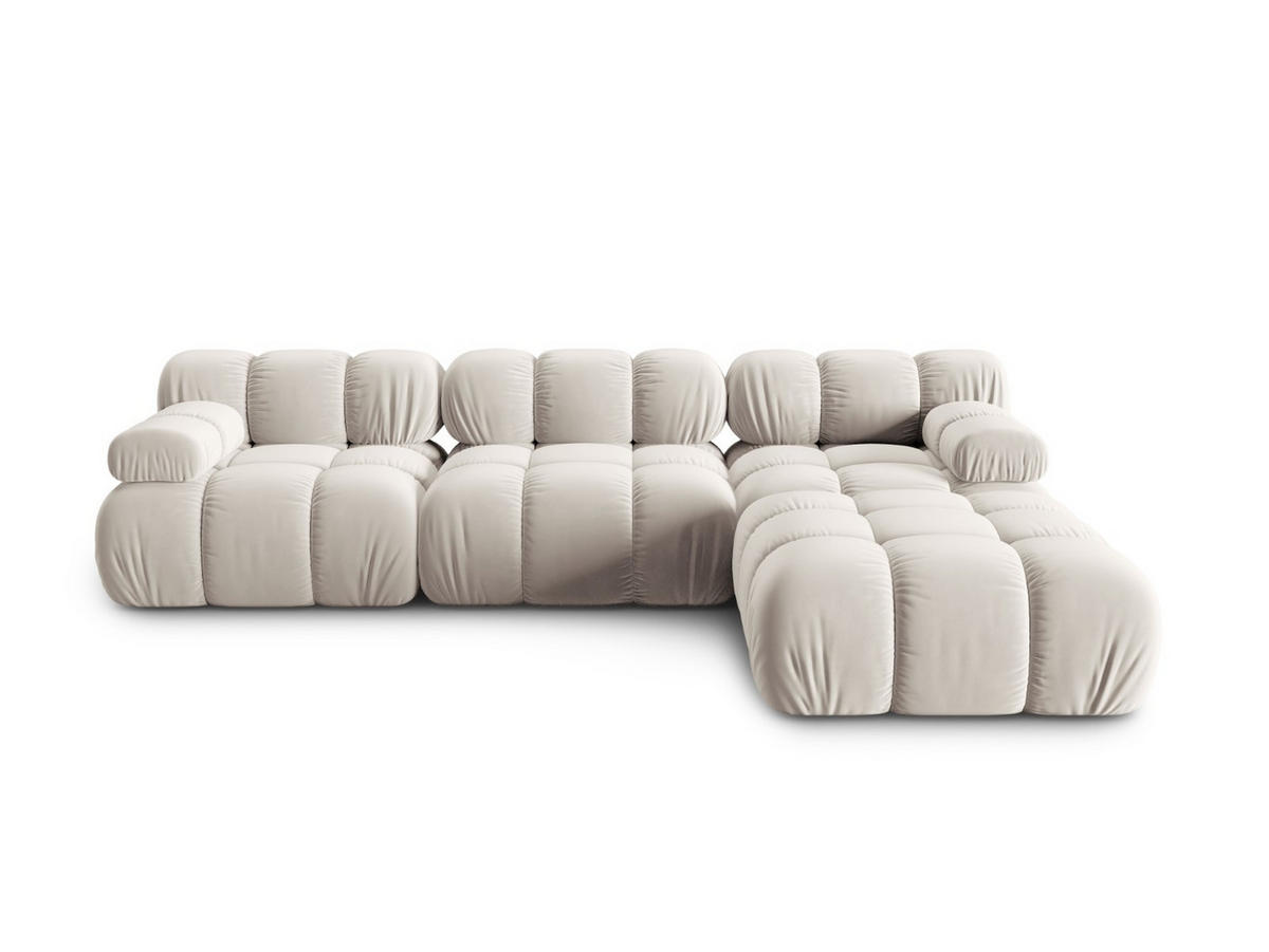 MODULARES-SOFA Bellis aus Samt leichtes beige 4 Sitzplätze - Creme, Textil (188/63/282cm) - Micadoni