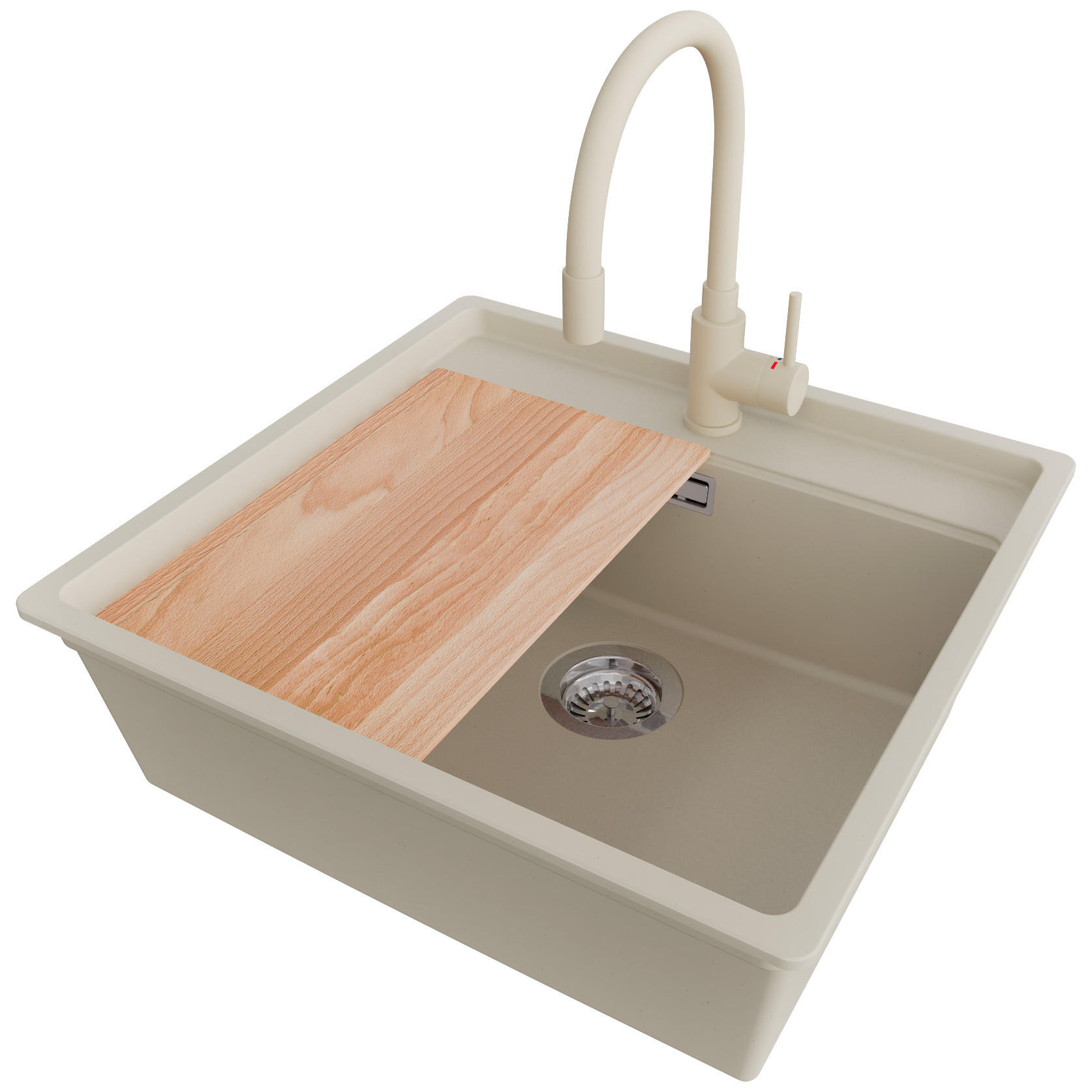 Primagran Granitspüle Beige, Chrom, Beige, Beige 56x20x53 cm