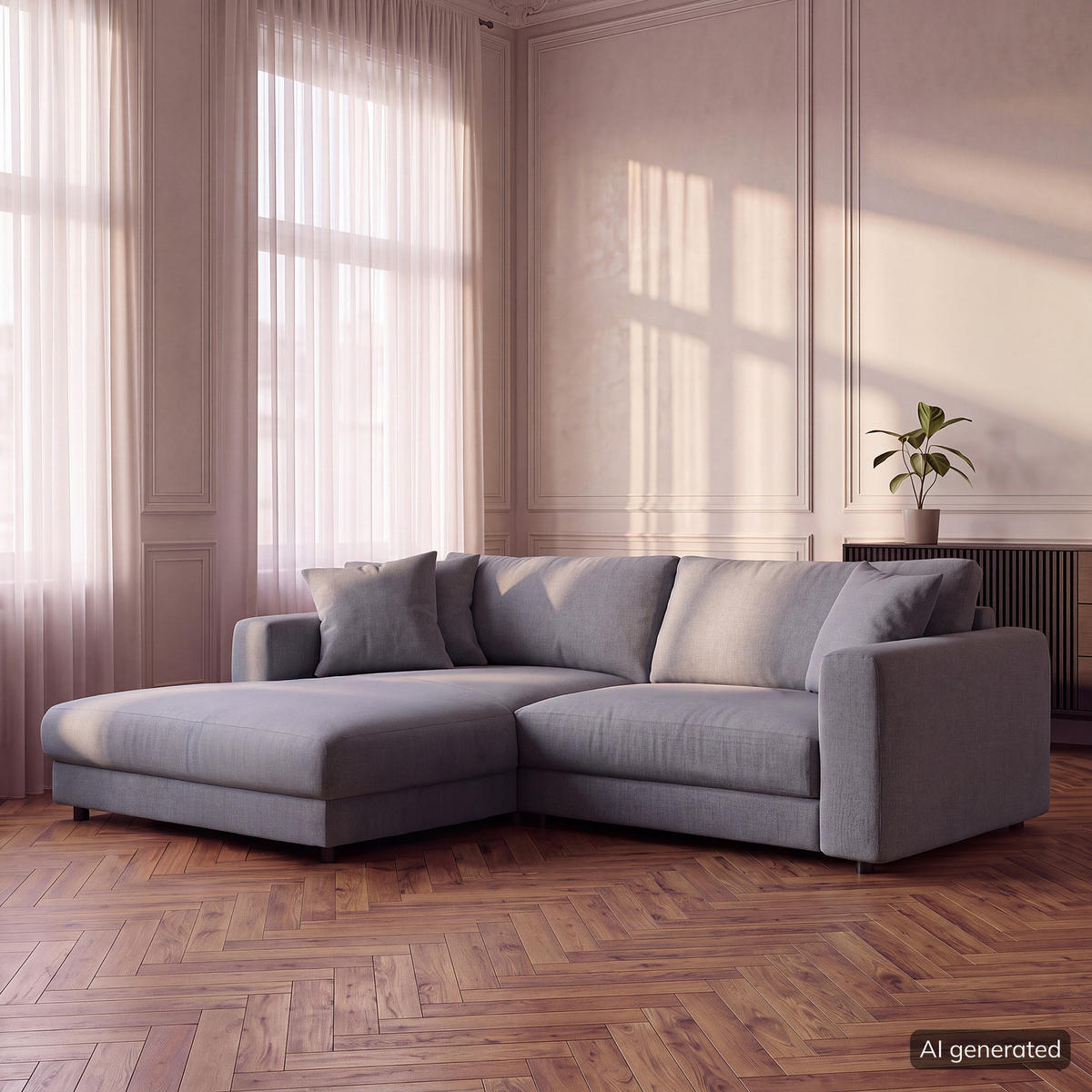 ECKSOFA mit Longchair - Schwarz/Grau, Holz/Kunststoff (238/183cm) - home24