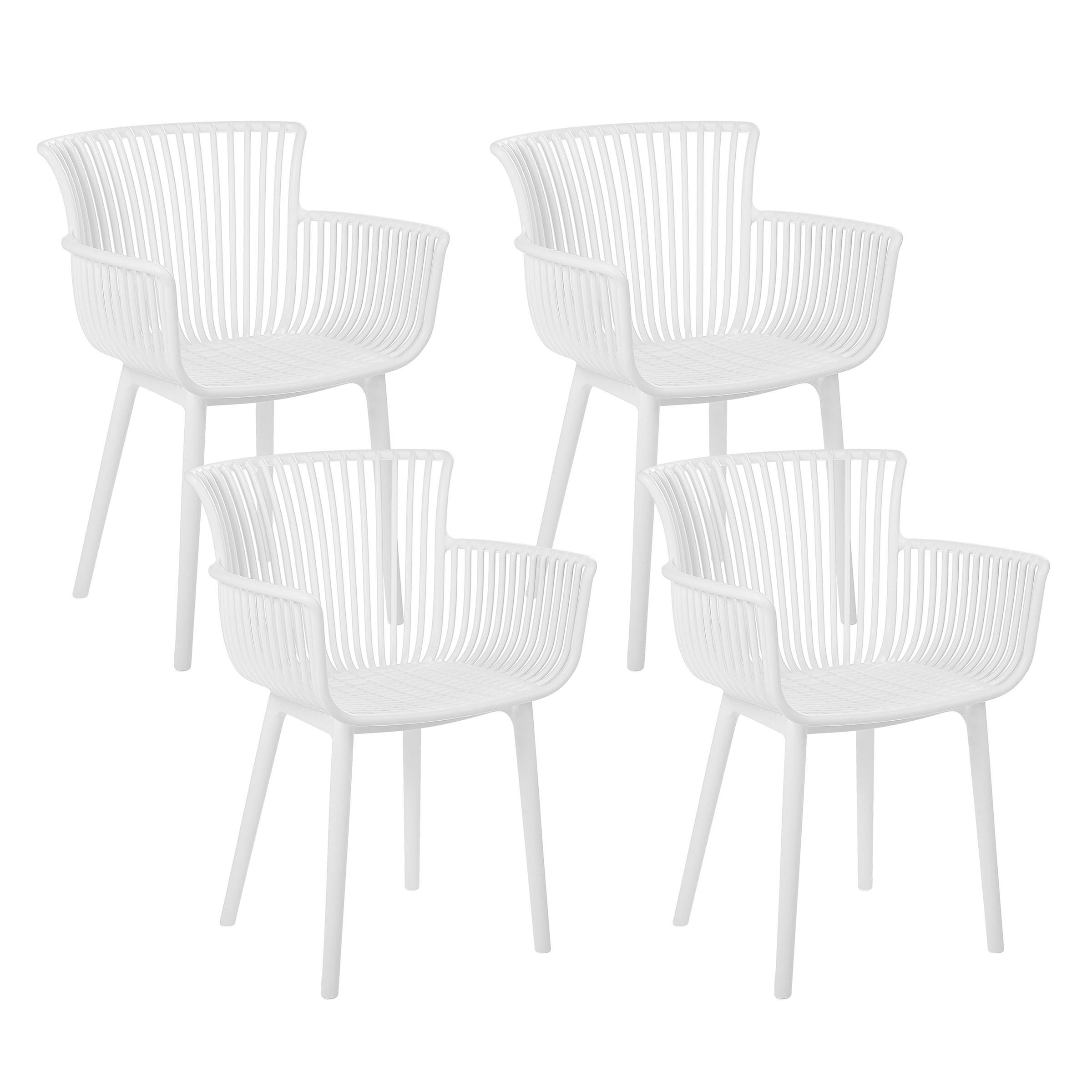 GARTENSTUHL 4er-Set Kunststoff weiß Pesaro - Weiß, Kunststoff (58/84/45cm) - Beliani
