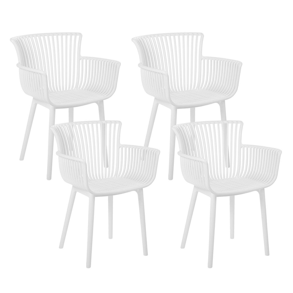 GARTENSTUHL 4er-Set Kunststoff weiß Pesaro - Weiß, Kunststoff (58/84/45cm) - Beliani