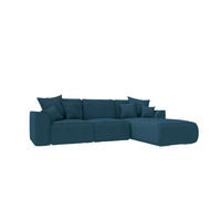 ECKSOFA GUSTO Cordstoff Blau Rechts inkl. Schlaffunktion - Blau/Chromfarben, Kunststoff/Textil (295/194cm) - 99rooms