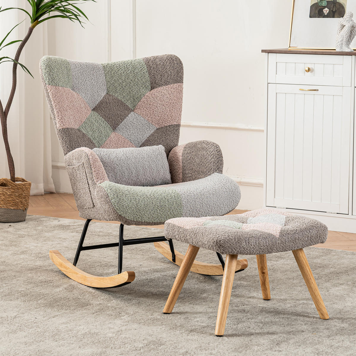 SCHAUKELSTUHL Hellgrau - Hellgrau, Textil (83/93/48cm) - Urban Meuble