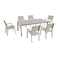 GARTENESSGRUPPE im Set - 6 -Sitzer - Textilene - taupe - MACILA - Braun, Metall - Vente-Unique