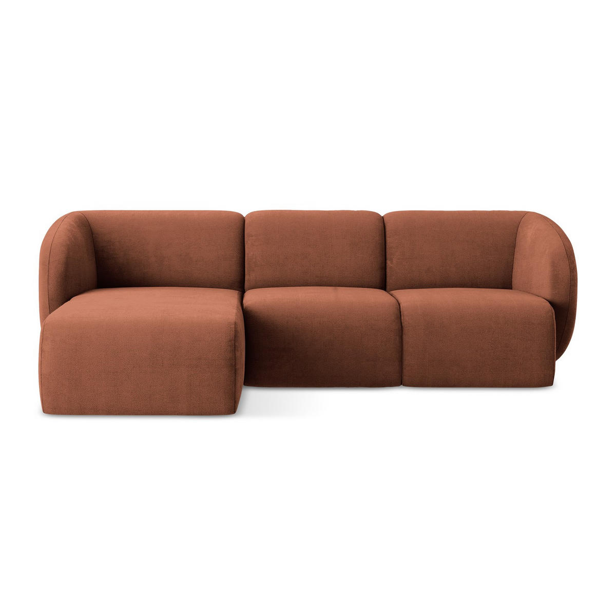 ECKSOFA Links Chenille Stoff Orange - Terracotta/Schwarz, Holzwerkstoff/Kunststoff (248/166cm) - LaMiaSofa