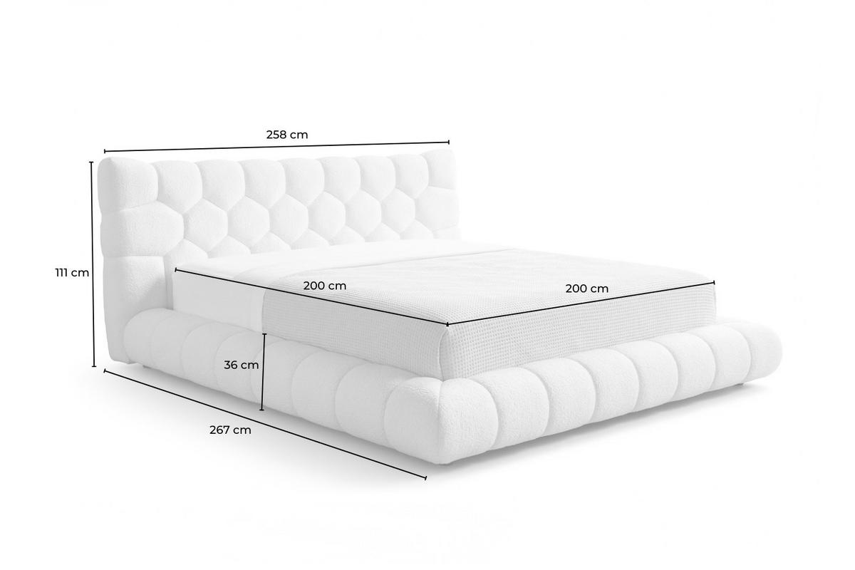 POLSTERBETT ATTICO Cremeweiß Bouclé - Creme, Textil (200/200cm) - KAWOLA