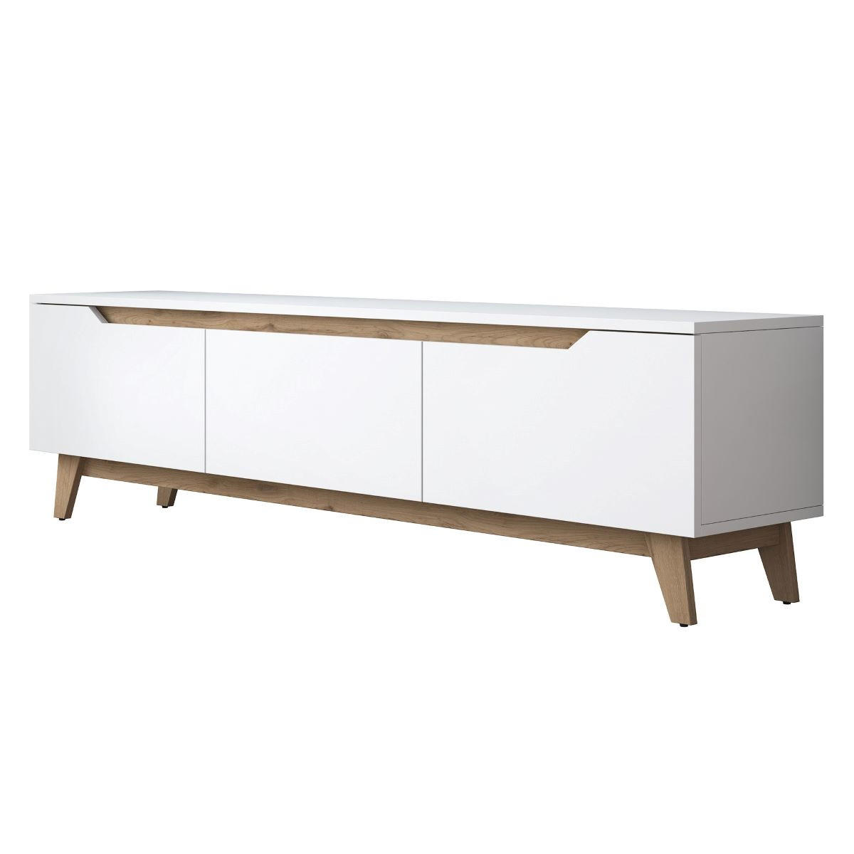 TV-MÖBEL mit 3 Türen weiß - L180 cm - Weiß, Holzwerkstoff (35/48.6/180cm) - Calicosy