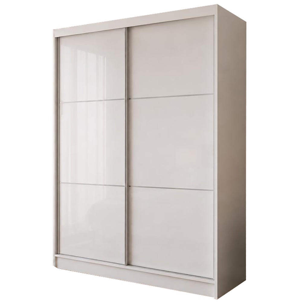 Beautysofa Schwebetürenschrank Weiß 160x216x61 cm