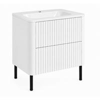 BADEZIMMERSCHRANK: Weiß, mit Waschbecken, Beine Schwarz, 60,7 x 44,4 x 64,9 cm - Schwarz/Weiß, Holzwerkstoff (60.3/63.4/43.7cm) - 3XE LIVING