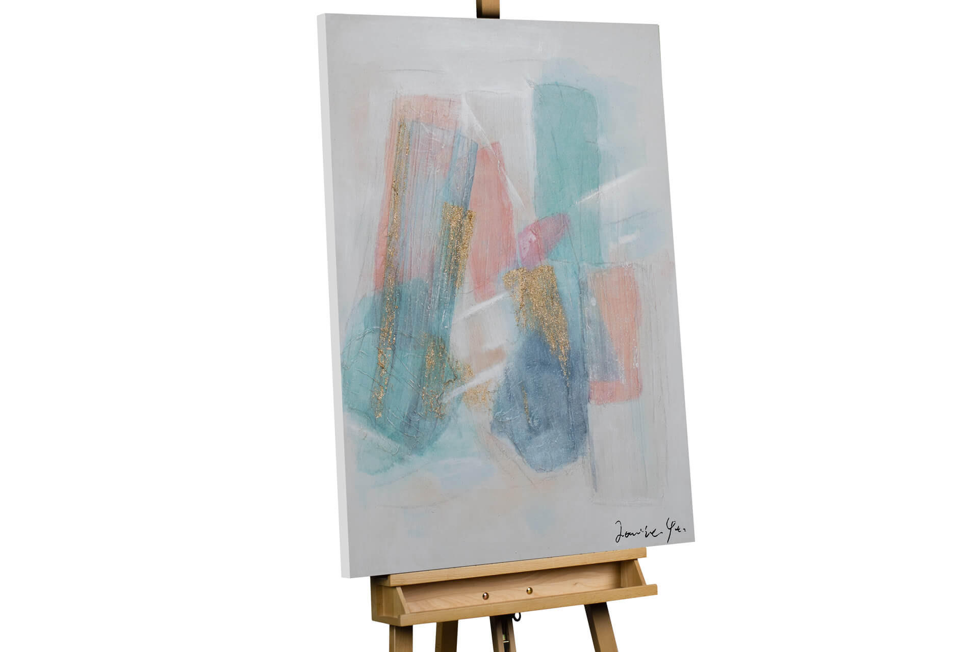 ACRYLBILD HANDGEMALT 75/100 cm - Beige/Weiß, Holz/Textil (75/100cm) - KUNSTLOFT