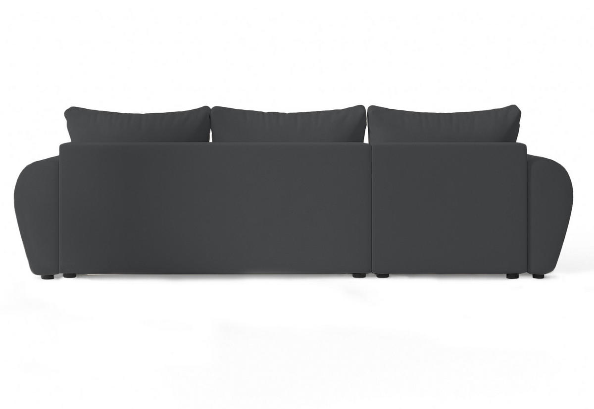 ECKSOFA L Form Malatya Dunkelgrau 246/145/80 cm stilvolle mit Schlaffunktion L - Dunkelgrau/Schwarz, Kunststoff/Textil (145/246cm) - AX Living