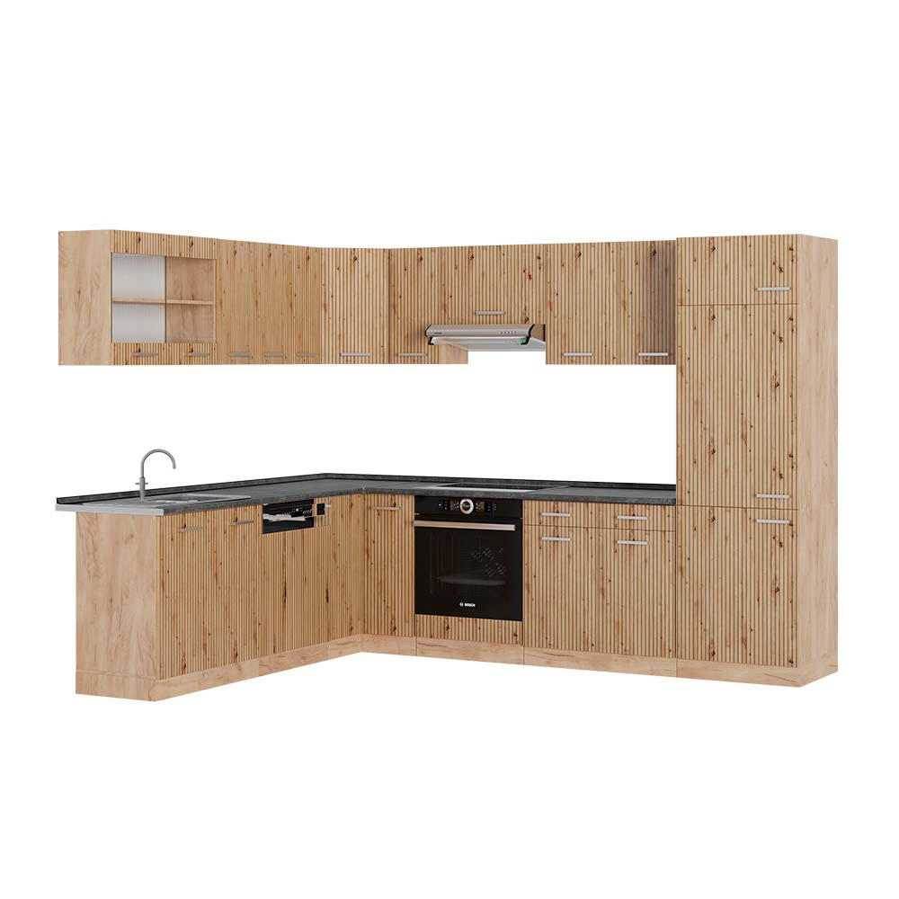 ECKKÜCHE R-Line Artisan-Eiche/Goldkraft Eiche 227 x 287 cm AP Anthrazit - Eiche Wotan/Eiche Artisan, Holzwerkstoff (287/81.6/60cm) - Vicco
