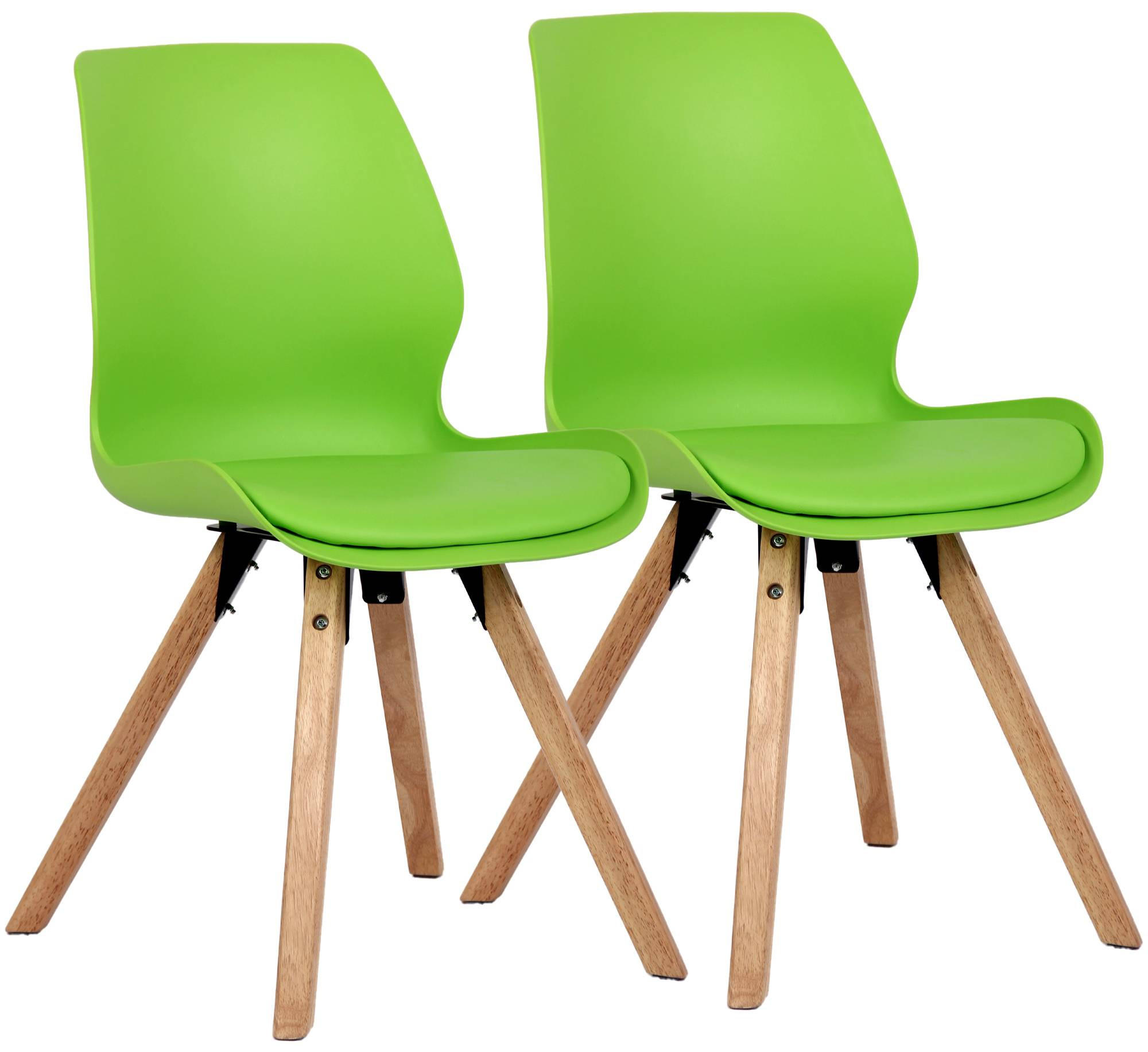 STUHL 2er Set Kunststoff grün - Eukalyptusholzfarben/Grün, Holz/Kunststoff (48/87/58cm) - CLP