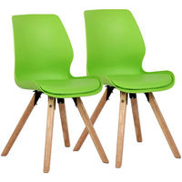 STUHL 2er Set Kunststoff grün - Eukalyptusholzfarben/Grün, Holz/Kunststoff (48/87/58cm) - CLP
