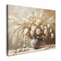 LEINWANDBILD Blumen - Vase - Stilleben - Beige 40x30 cm - Creme, Textil (40/30cm) - MuchoWow