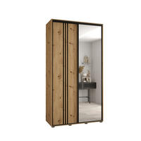 SCHWEBETÜRENSCHRANK 235,2/140/45 2-türig - Schwarz/Eiche Artisan, Holz/Metall (140/235/45cm) - Abiks Möbel
