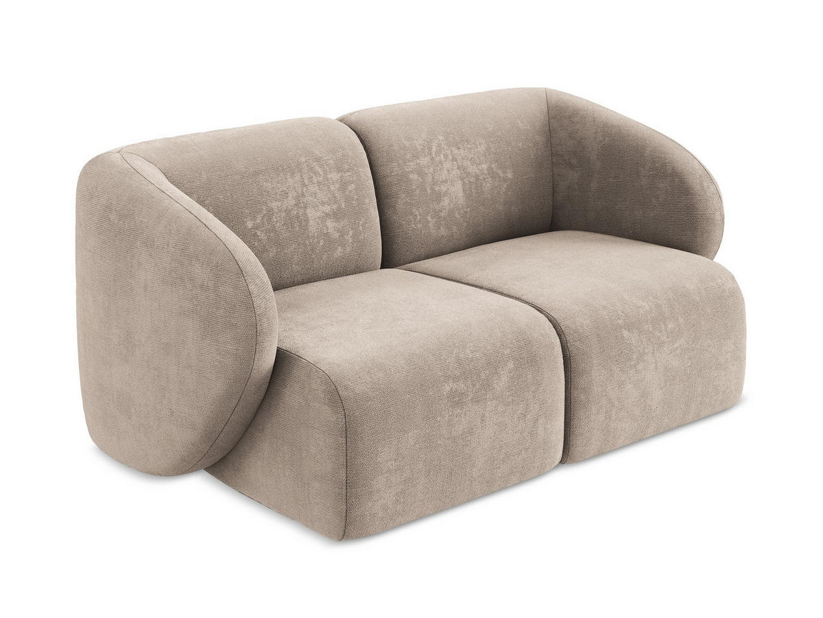 2-SITZER-SOFA Chenille Stoff Beige - Schwarz/Cappuccino, Holzwerkstoff/Kunststoff (174/75/94cm) - Makamii