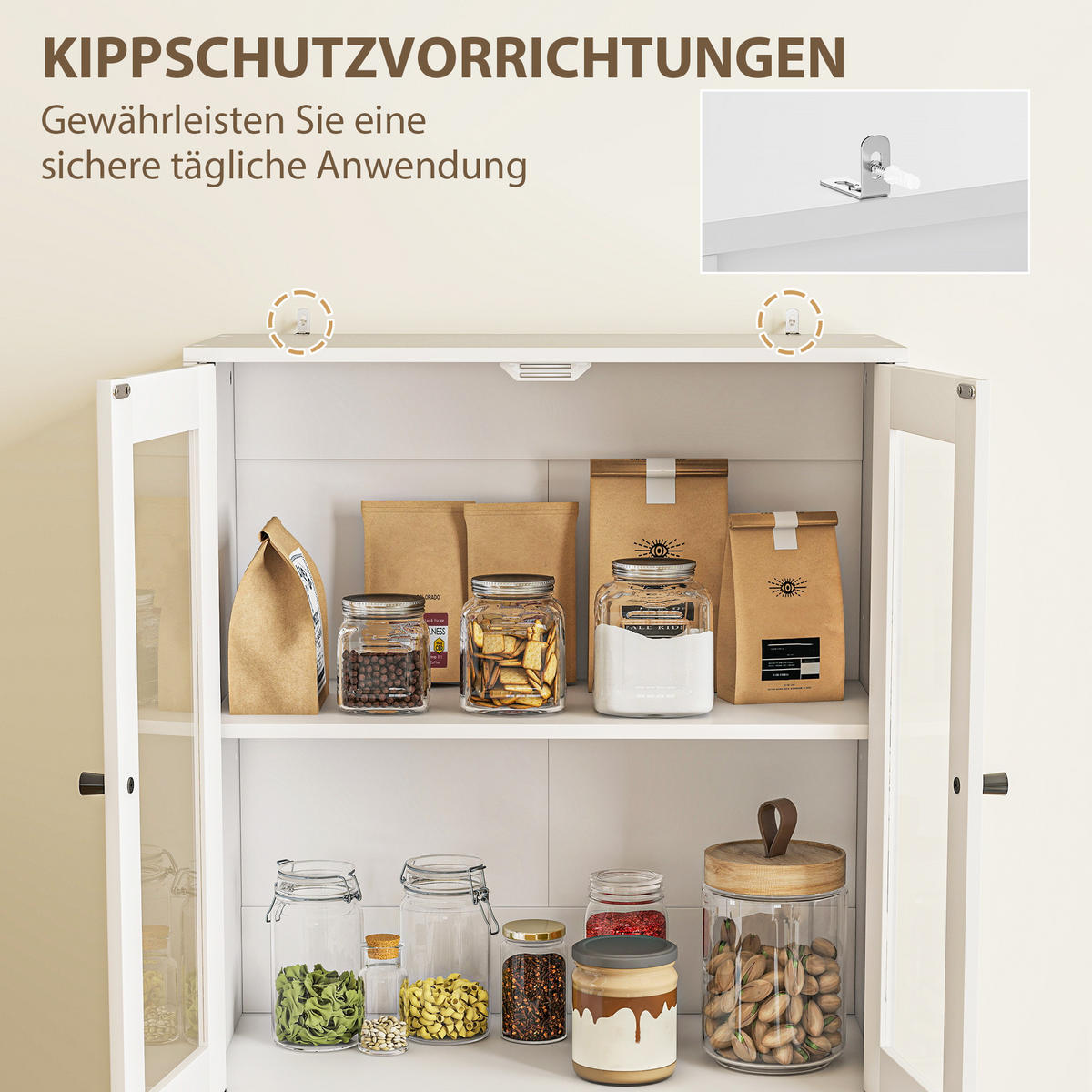 KÜCHENSCHRANK, Hochschrank mit Schublade, verstellbaren Einlegeböden Weiß - Weiß, Holzwerkstoff (30/170/59cm) - HOMCOM