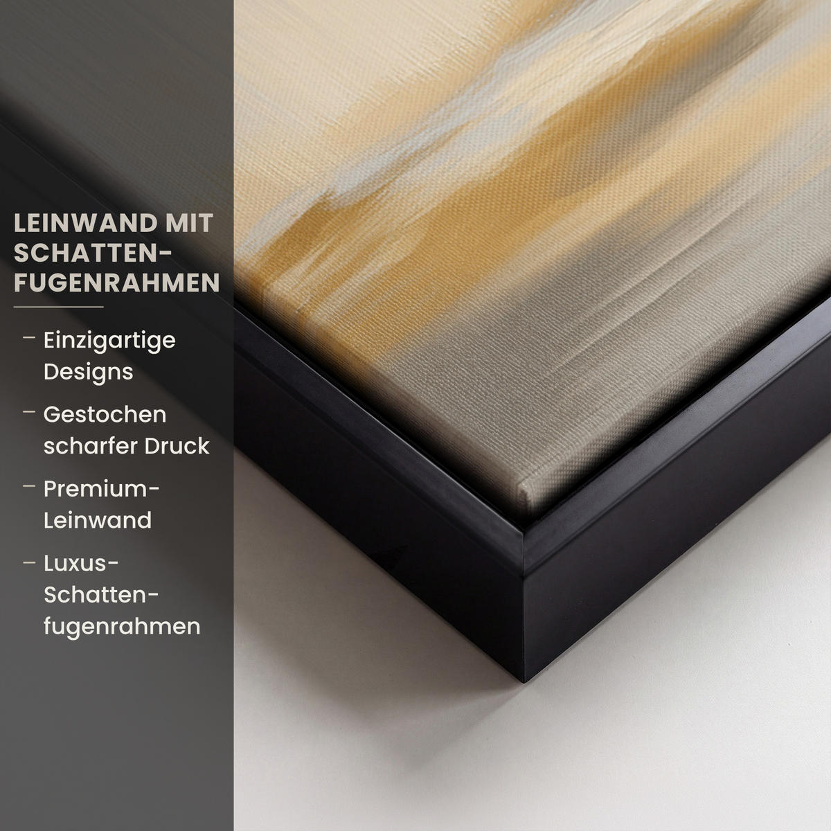 LEINWAND Bilder mit Rahmen - Gemälde - Baum - Abstrakt - Blätter - 50x50 - Beige, Textil (50/50cm) - MuchoWow