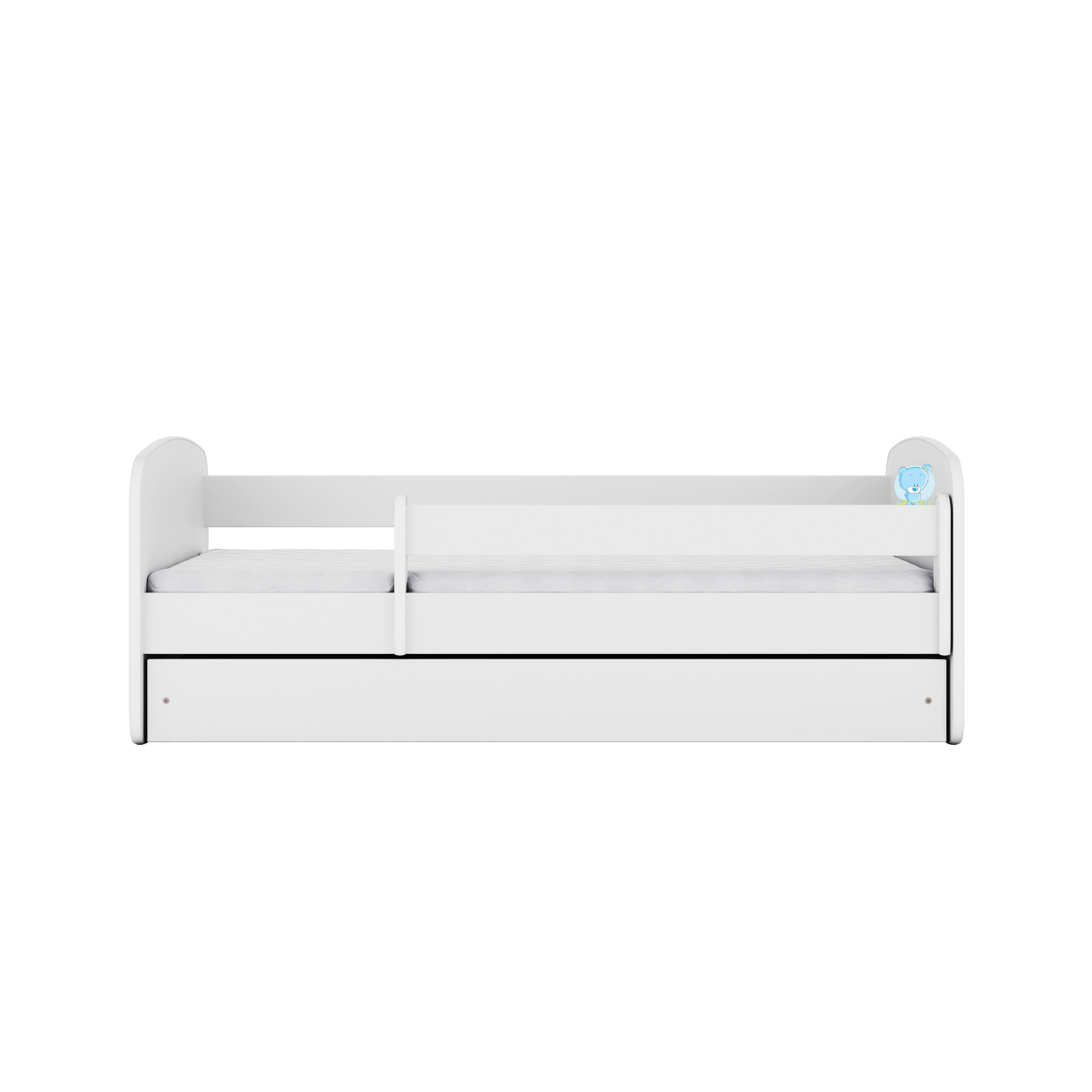 KINDERBETT blauer Teddybär Blumen mit Schublade 160/80 90/61/164 - Weiß, Holzwerkstoff (80/160cm) - RAUMHIRSCH FURNITURE