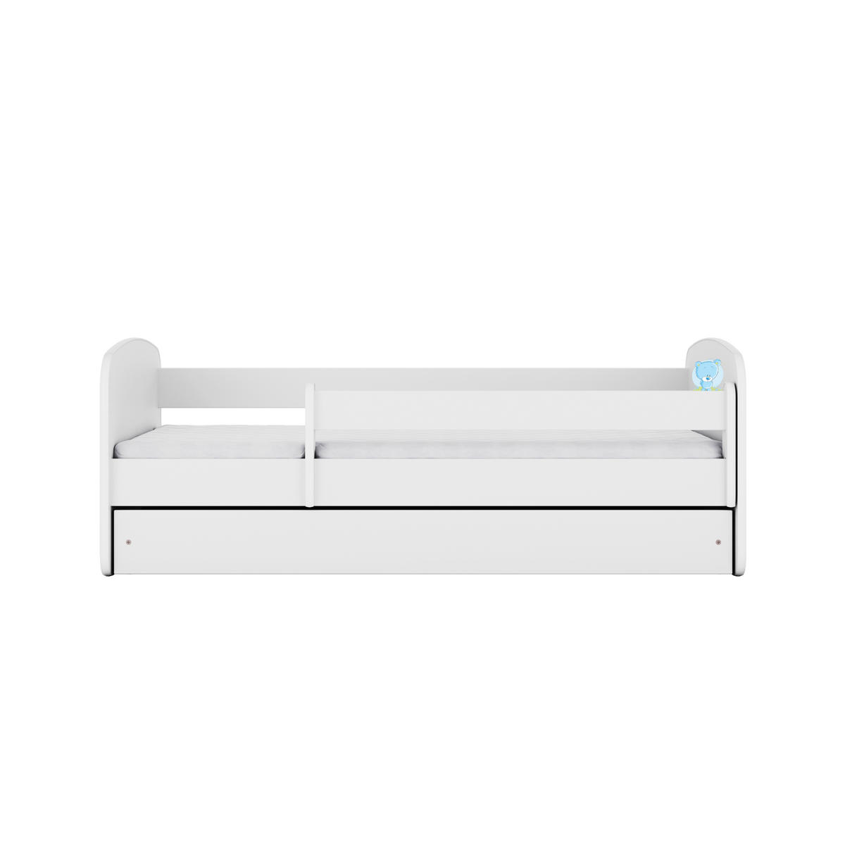 KINDERBETT blauer Teddybär Blumen mit Schublade 160/80 90/61/164 - Weiß, Holzwerkstoff (80/160cm) - RAUMHIRSCH FURNITURE