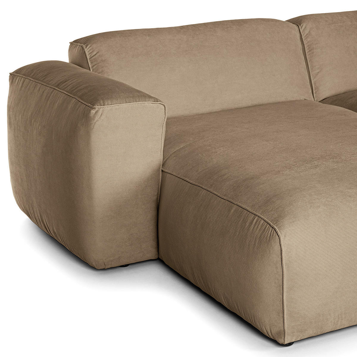 WOHNLANDSCHAFT mit Longchair - Taupe/Schwarz, Kunststoff/Textil (325/71/235cm) - home24