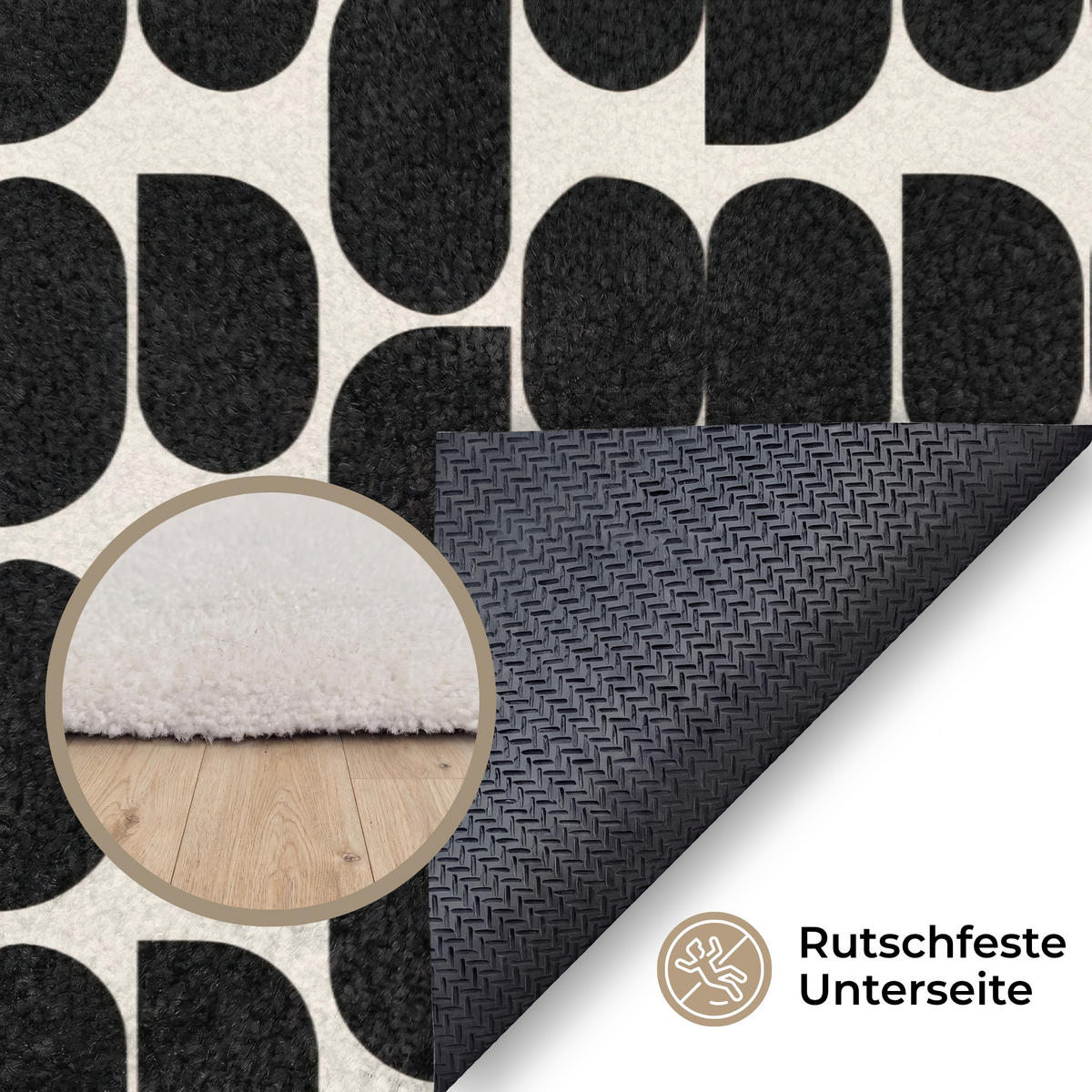 KOBERCE - Moderné - vzorované - čierne - 150x90 cm - čierna, textil/plast (150/0.4cm) - OnlyWow