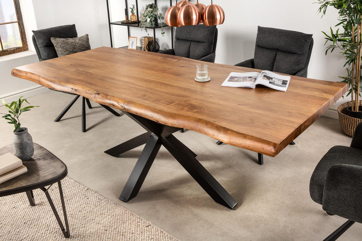 ESSTISCH MAMMUT NATURE Akazie 220cm - Schwarz/Braun, Holz/Metall (100/220/77cm) - riess-ambiente
