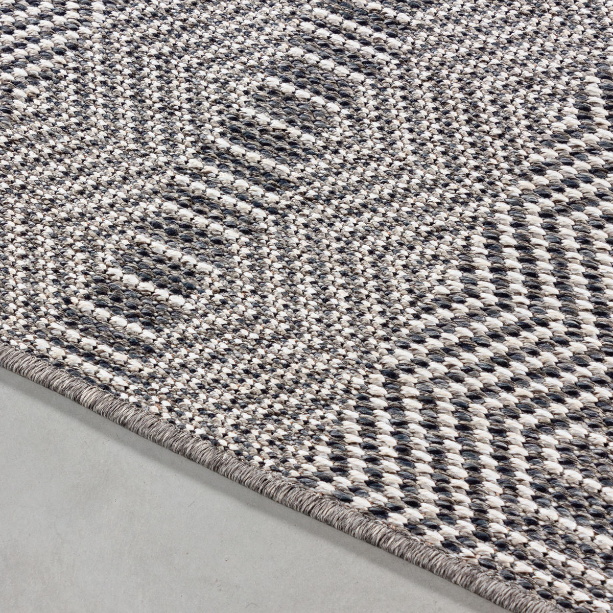 TEPPICH Outdoor Flachgewebe Boho Polypropylen Balkon Grau Läufer 80x150 - Grau, Textil (80/150cm) - KADIMA DESIGN