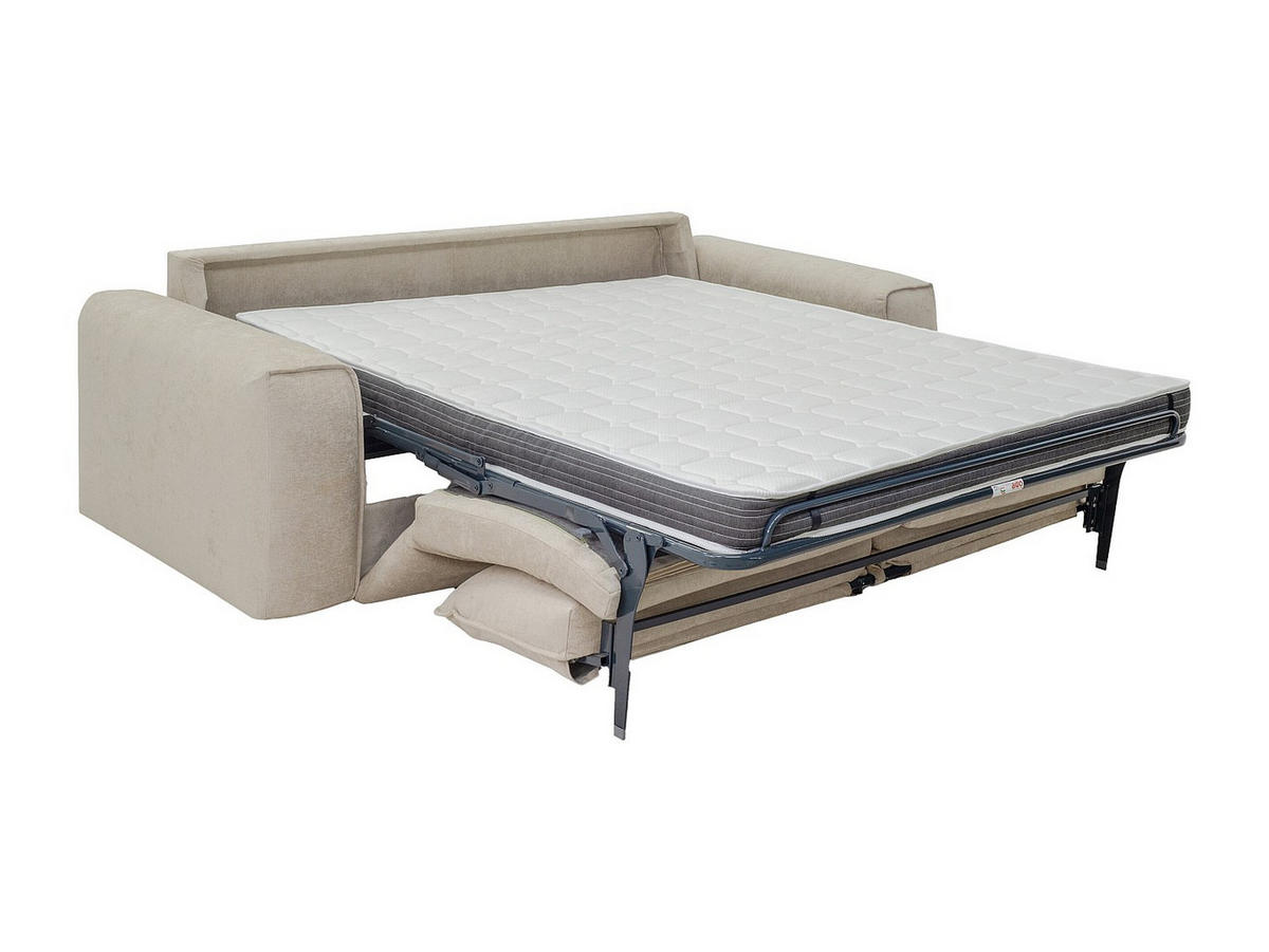 3-SITZER Schlafsofa Express aus beigem Stoff - Liegefläche 140 cm Matratze 13 cm POGLO - Beige, Textil (216/78/100cm) - Vente-Unique