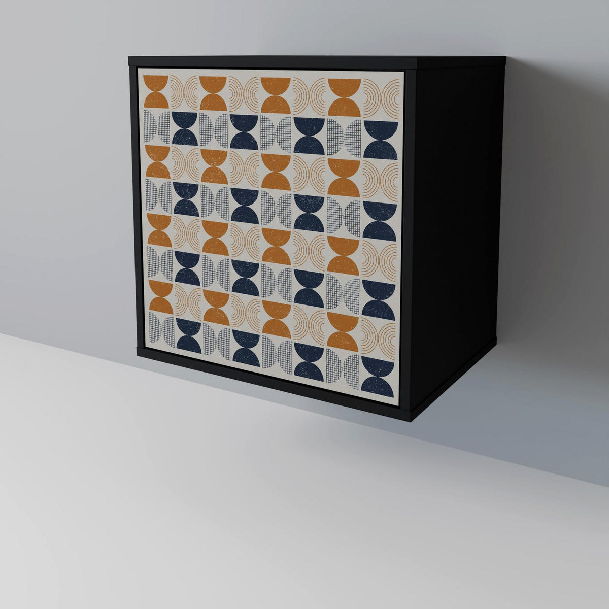 SIDEBOARD REFLECTION RANGE, Schwarz, 57,5x42x72,5 cm, Schwarze Metallfüße - Multicolor/Schwarz, Holzwerkstoff/Metall (57.5/72.5/42cm) - SpaceRebels