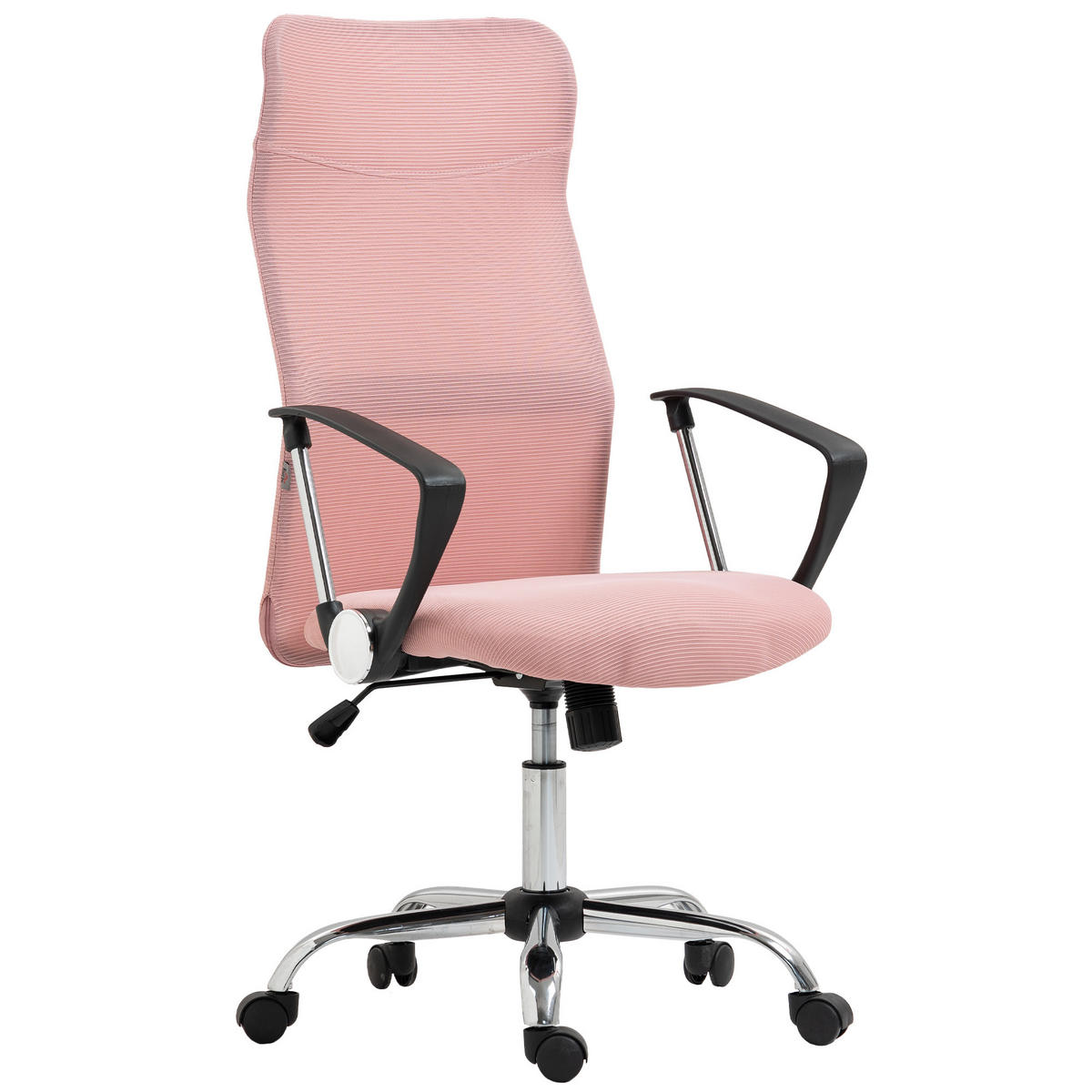 BÜROSTUHL Netz Stahl Rosa - Chromfarben/Schwarz, Kunststoff/Textil (65/119/63cm) - HOMCOM