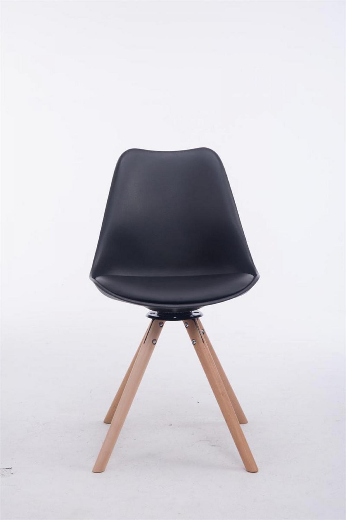 STUHL Lederlook schwarz - Eukalyptusholzfarben/Schwarz, Holz/Textil (48/84/56cm) - CLP