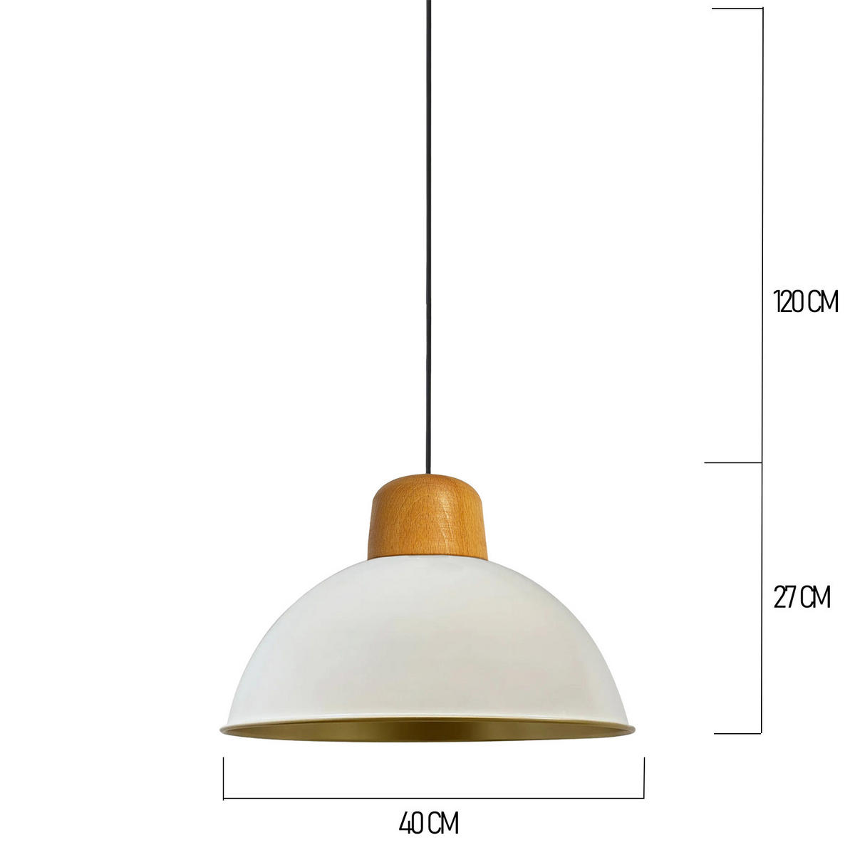 PENDELLEUCHTE Lipeo Vintage 40/23 - Goldfarben/Weiß, Holz/Metall (23/40/40cm) - Bamyum