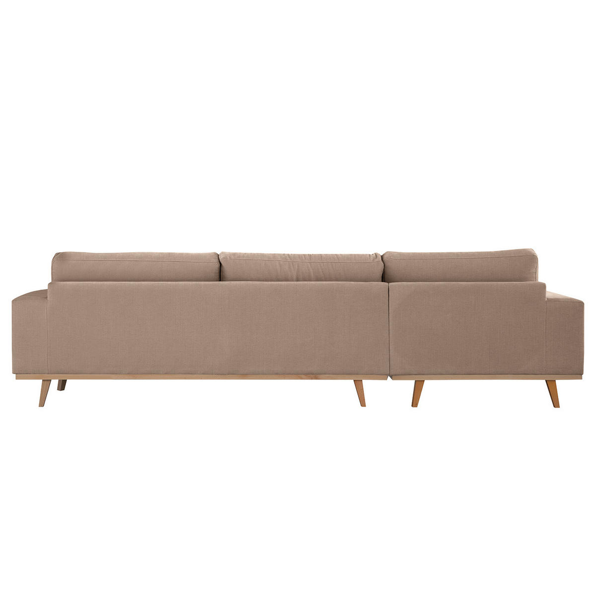 ECKSOFA mit Longchair - Taupe/Buchefarben, Buchenholz/Textil (281/153cm) - home24