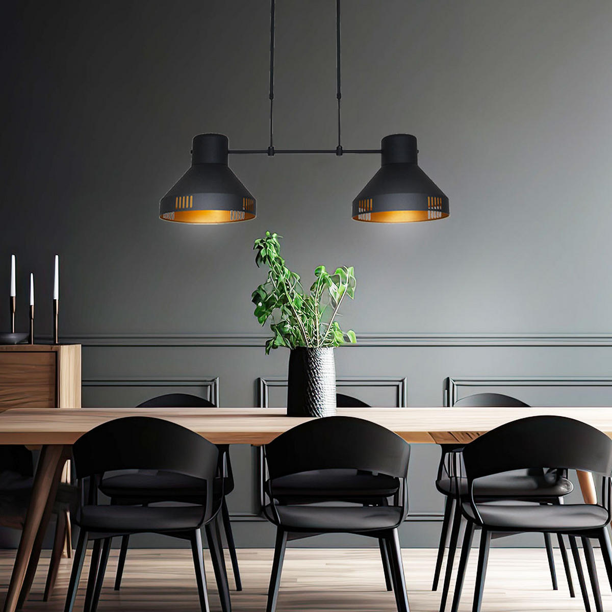 HÄNGELEUCHTE Gold Schwarz Matt Höhenverstellbar - Goldfarben, Metall (105/35/150cm)