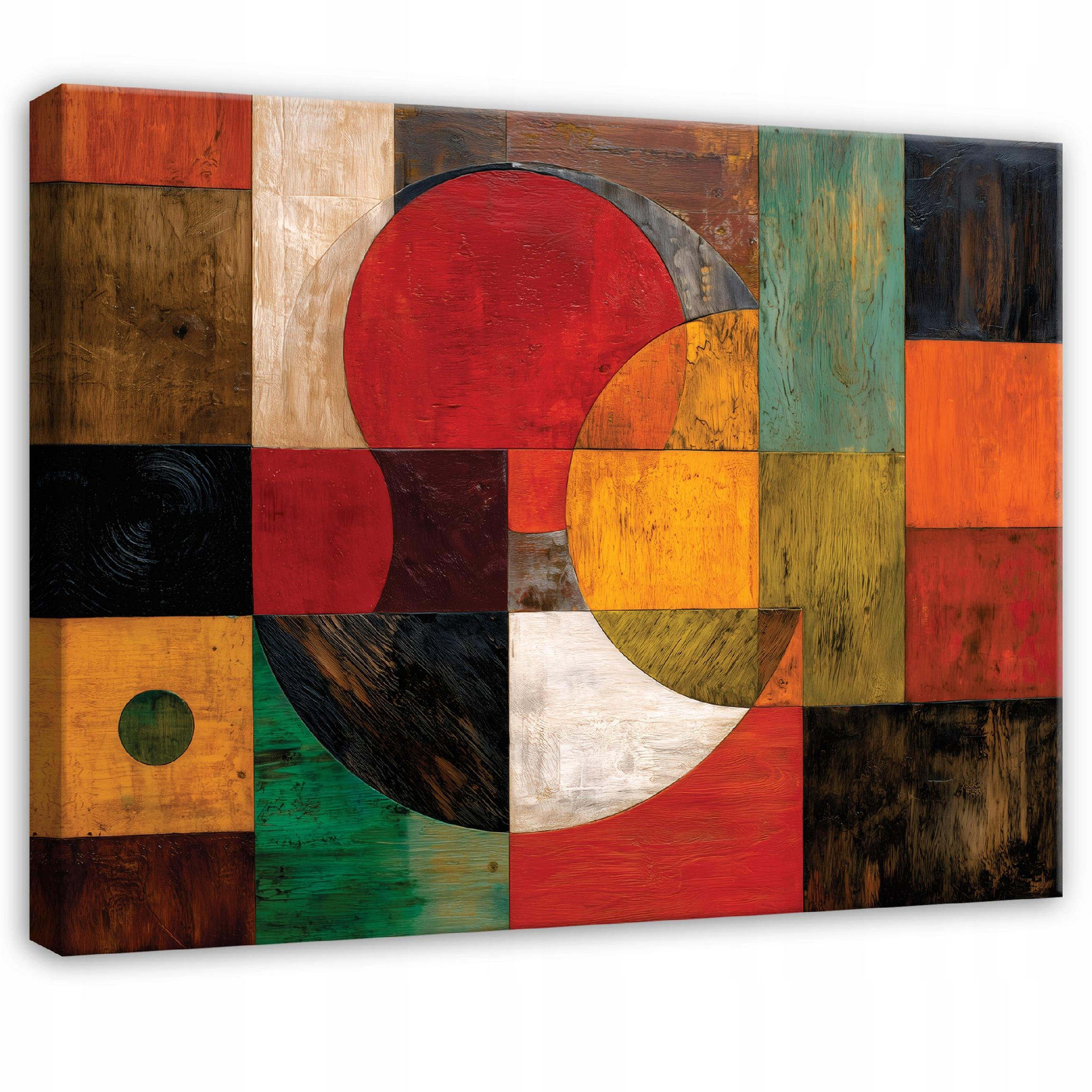 LEINWANDBILD Abstrakt Art Deco Orange 100x70 cm - Multicolor, Holzwerkstoff (100/70cm) - Wallarena